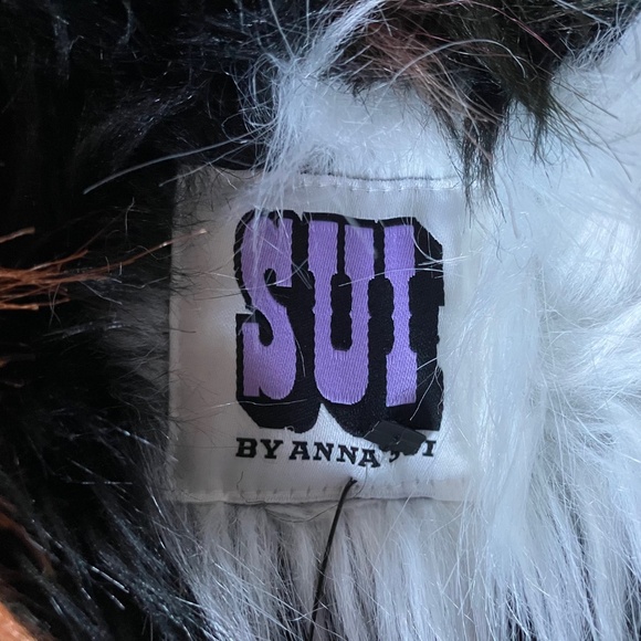 GORGEOUS Anna Sui Multicolor Cool AF Faux Fur Coat L XL - Picture 7 of 7